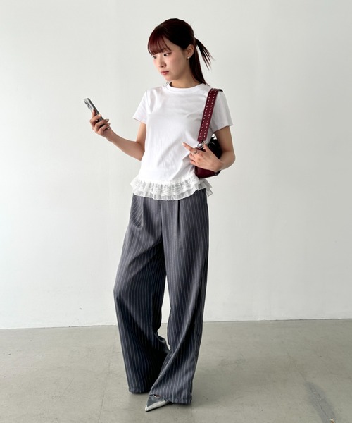 tシャツ 裾レースTシャツ レディース Bamm tシャツ 裾レースデザインTシャツ レディース : ZOZOTOWN