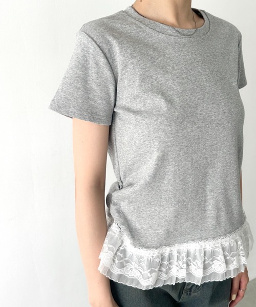 tシャツ 裾レースTシャツ レディース Bamm tシャツ 裾レースデザインTシャツ レディース : ZOZOTOWN