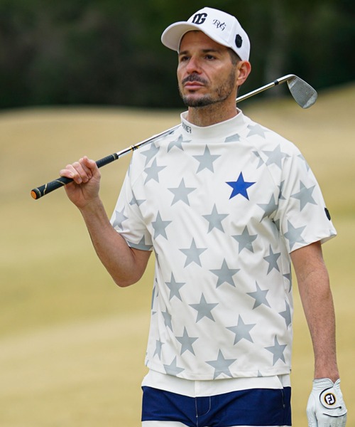 DIVINER GOLF ゴルフ 「DIVINER GOLF」星総柄半袖モックネック T