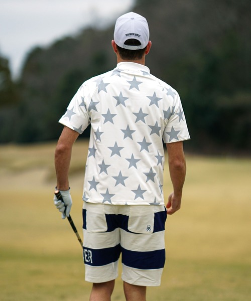DIVINER GOLF ゴルフ 「DIVINER GOLF」星総柄半袖モックネック T