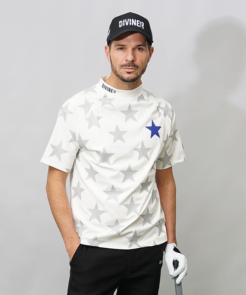 DIVINER GOLF ゴルフ 「DIVINER GOLF」星総柄半袖モックネック T