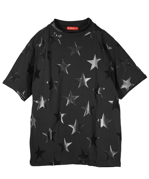 ゴルフウェア　日本製【WAAC】星柄モックネックシャツ　半袖　SIZE1002 ゴルフウェア 日本製【WAAC】星柄モックネックシャツ 半袖