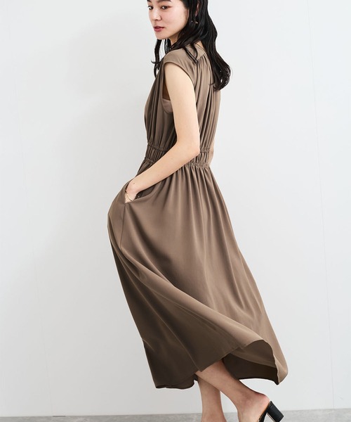 ハンドメイド　ウエストギャザーワンピース VIS（ビス） ワンピース 「接触冷感/洗える」ウエストギャザー