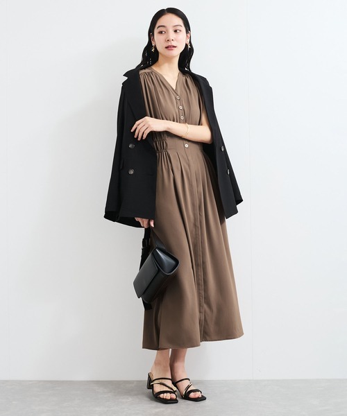 VIS（ビス） ワンピース 「接触冷感/洗える」ウエストギャザー