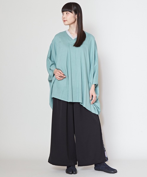 カヤ パンツ 「カヤ」花便り八掛ワイドパンツ レディース