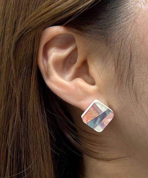 Flowering ピアス BiSAYA/スクエア×モザイク/ピアス レディース