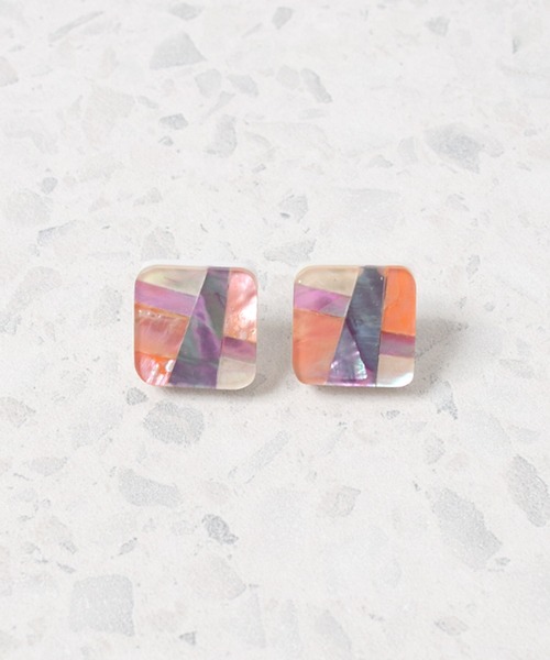 Flowering ピアス BiSAYA/スクエア×モザイク/ピアス レディース