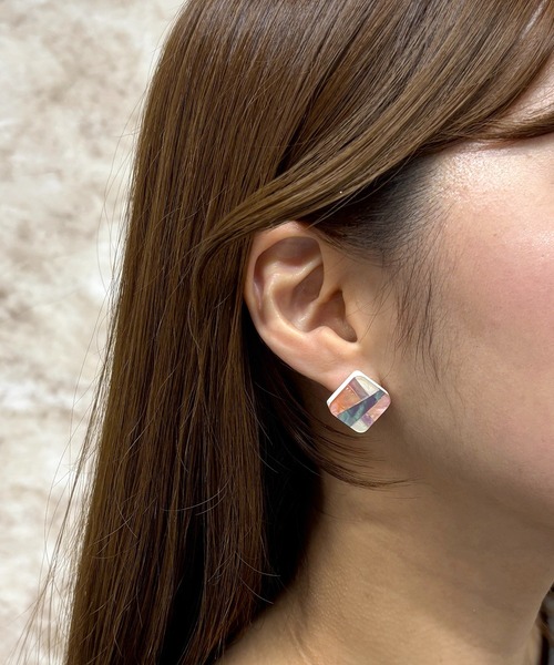 Flowering ピアス BiSAYA/スクエア×モザイク/ピアス レディース