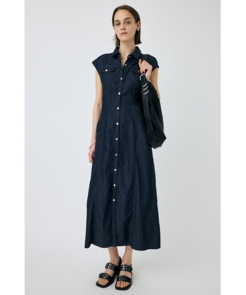 MOUSSY（マウジー） ワンピース 夏 半袖 CAP SLEEVE DENIM ドレス 