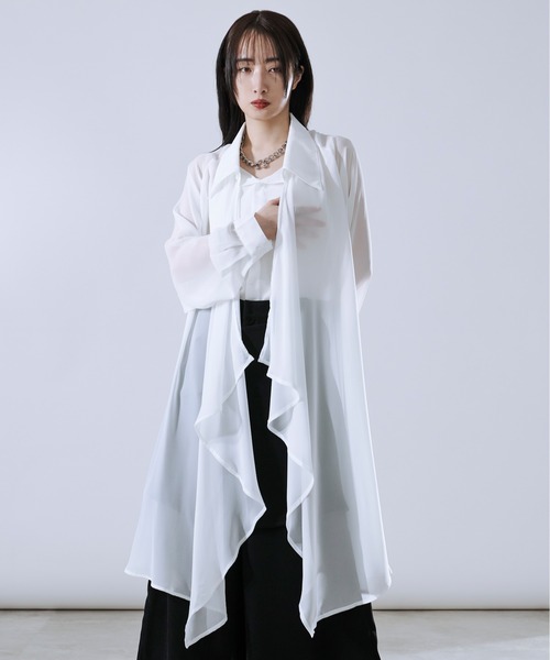 Ellno Loset（エルノロゼット） シャツ イレヘムレイヤードシアー