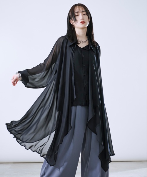 Ellno Loset（エルノロゼット） シャツ イレヘムレイヤードシアー