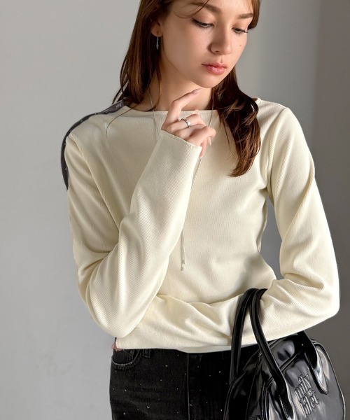 完売♡肩リボン2wayオフショルニット 定価16200円 新品未使用 mily bilet tシャツ 「mily bilet」甘さを添える大人の肌見せ。肩