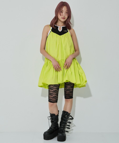ヴィンテージANNA SUI　シルクキャミソールワンピ（薄緑）　ロリータさんにも anna sui nyc ワンピース ギャザーフレアキャミワンピース : ZOZOTOWN