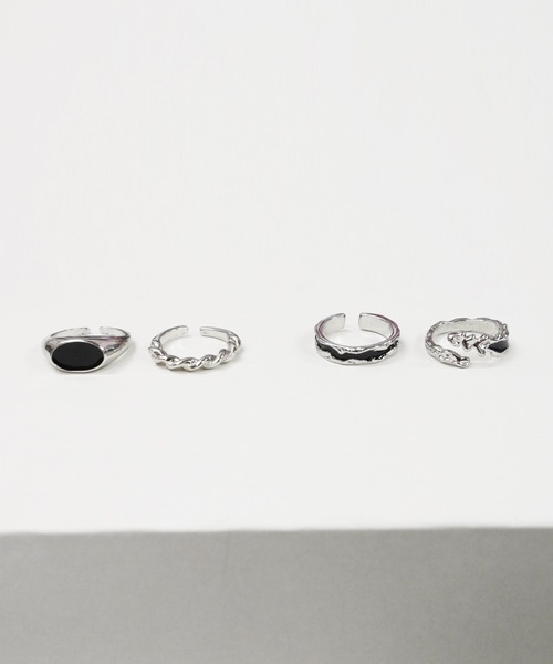 B.I.D. 指輪 リング 「ブラックポイントデザインリングセット/2点