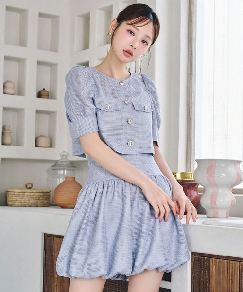 REDYAZEL（レディアゼル） セットアップ メッシュレースショートシャツ