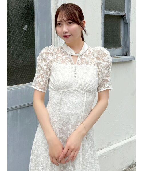 レースドレス dazzlin ドレス ネックツイスト刺繍レースドレス : ZOZOTOWN