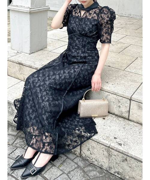 dazzlin（ダズリン） ドレス ネックツイスト刺繍レースドレス