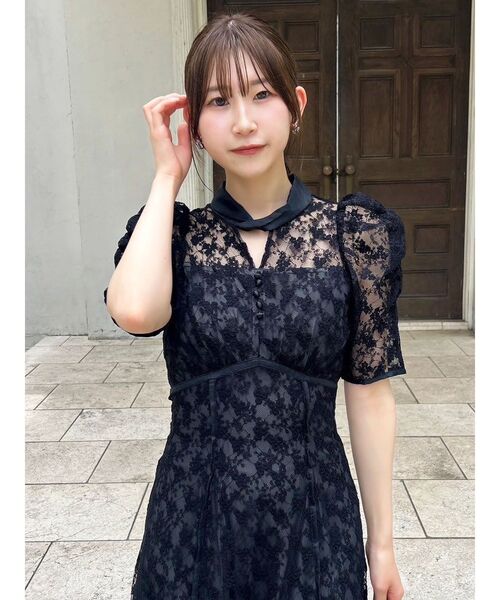 dazzlin ドレス ネックツイスト刺繍レースドレス : ZOZOTOWN