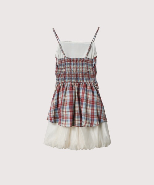 LA POMME petit（ラポミ・プチ） ワンピース Red Plaid Puff Cami