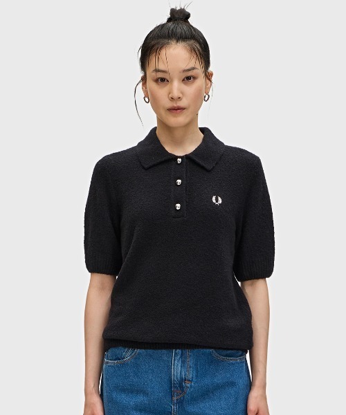 FRED PERRY ニットポロシャツ　レディース FRED PERRY ポロシャツ ポロ Textured Knitted Polo Shirt