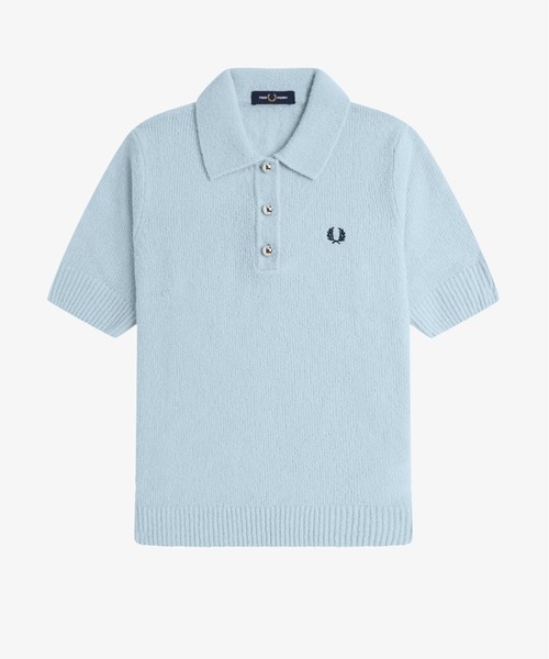 fredperry ニットポロシャツ 水色 メンズ Mサイズ イタリア製 FRED PERRY（フレッドペリー） ポロシャツ ポロ Textured Knitted Polo