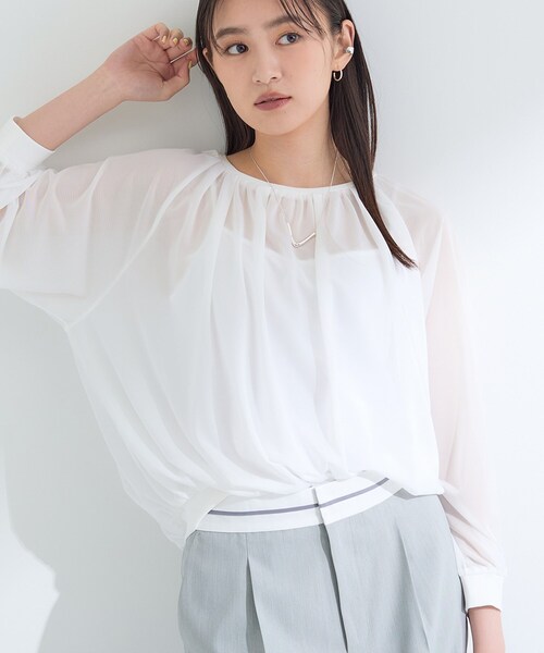 tシャツ 「体型カバー／マシンウォッシュ対応」シアージャージトップス レディース