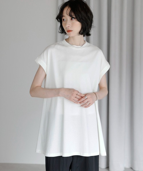 amini tシャツ 半袖 接触冷感フレンチスリーブフレア Tシャツ