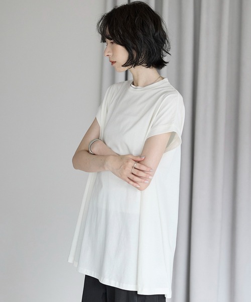 amini tシャツ 半袖 接触冷感フレンチスリーブフレア Tシャツ