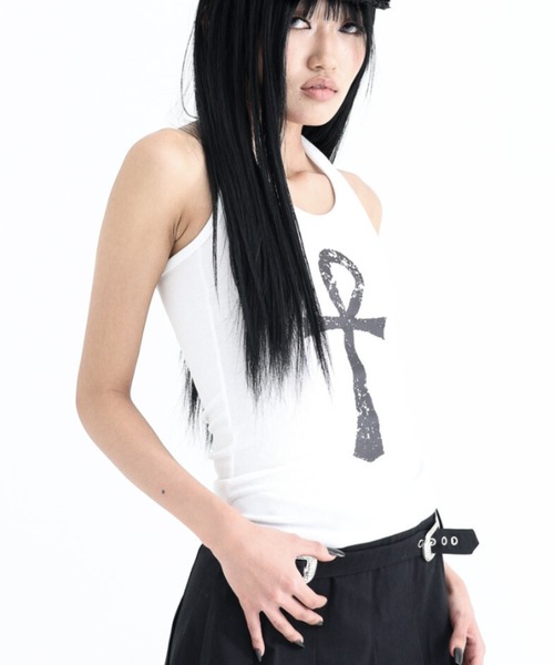 KAIYA タンクトップ ノースリーブ 「KAIYA」Ankh Halter neck tank top