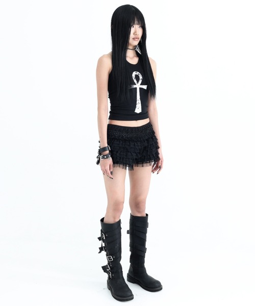 KAIYA タンクトップ ノースリーブ 「KAIYA」Ankh Halter neck tank top