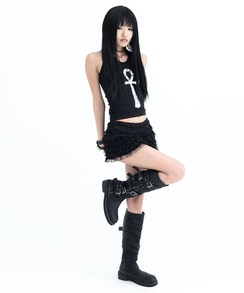 KAIYA タンクトップ ノースリーブ 「KAIYA」Ankh Halter neck tank top