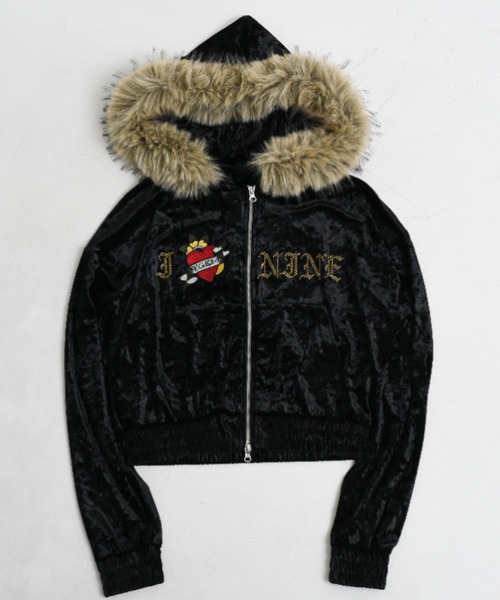 パーカー A'GEM/9 × .kom 「A'GEM/9/エージェムナイン」 Ed Hardy ベロアフーディパーカー レディース メンズ_15