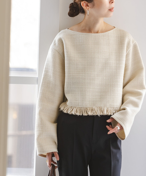 ノーブル ツイードショートブラウス NOBLE（ノーブル） ブラウス シャツ 「追加」ツイードショートトップス