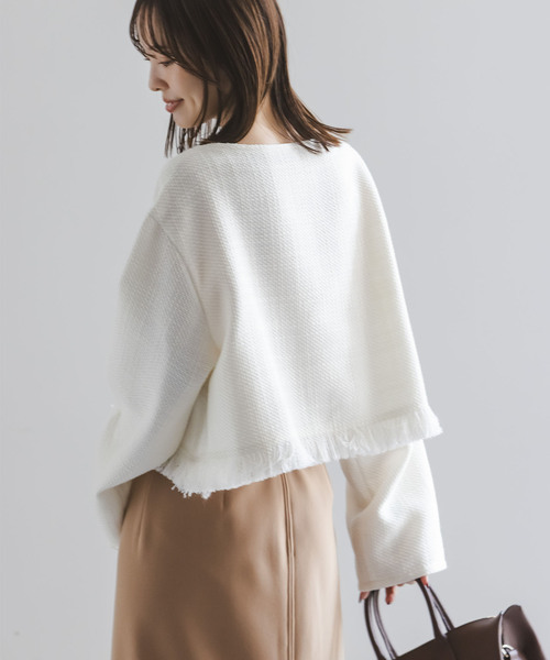 NOBLE（ノーブル） ブラウス シャツ 「追加」ツイードショートトップス