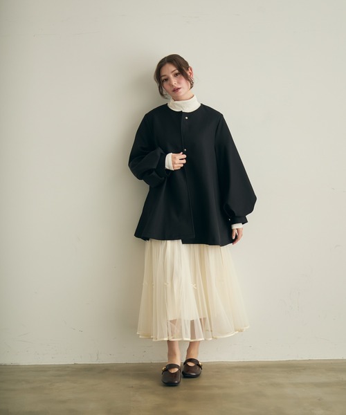 Lunea ジャケット ノーカラージャケット ボリュームスリーブノーカラー