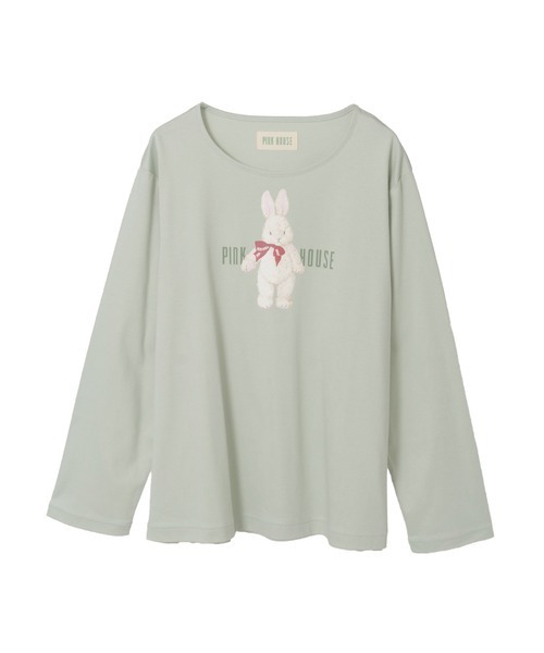 PINK HOUSE（ピンクハウス） tシャツ バラ園うさぎプリントカットソー