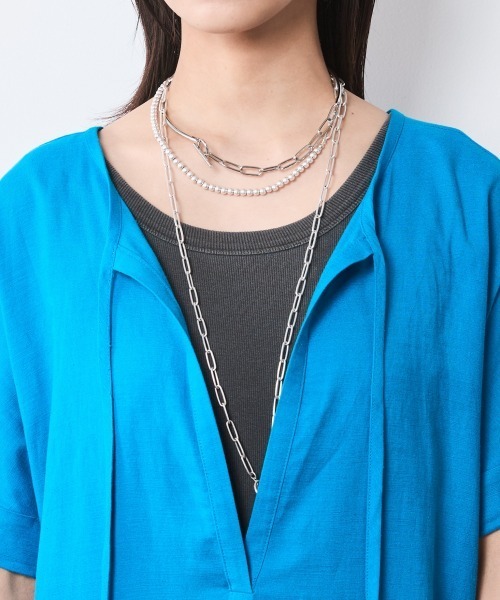 「CHIC STYLE」 半袖ワンピース L ブラック レディース_画像5