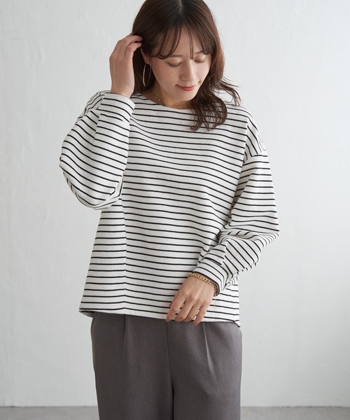 ikka（イッカ） tシャツ リップル裾タック長袖プルオーバー レディース