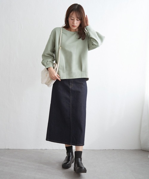 ikka（イッカ） tシャツ リップル裾タック長袖プルオーバー レディース