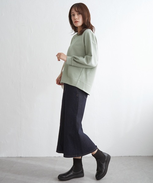 ikka（イッカ） tシャツ リップル裾タック長袖プルオーバー レディース