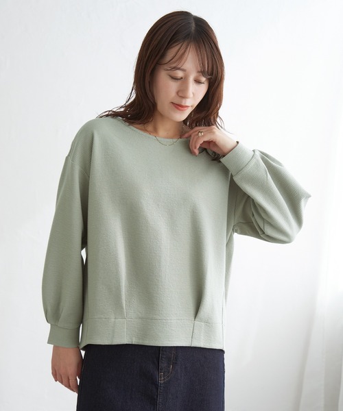 ikka（イッカ） tシャツ リップル裾タック長袖プルオーバー レディース