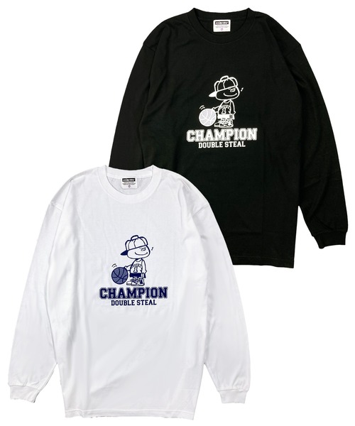 「DOUBLE STEAL」 長袖Tシャツ MEDIUM ブラック メンズ_画像3