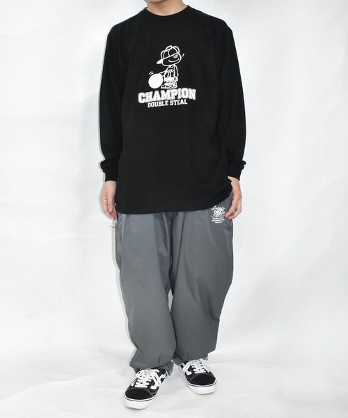 「DOUBLE STEAL」 長袖Tシャツ MEDIUM ブラック メンズ_画像7