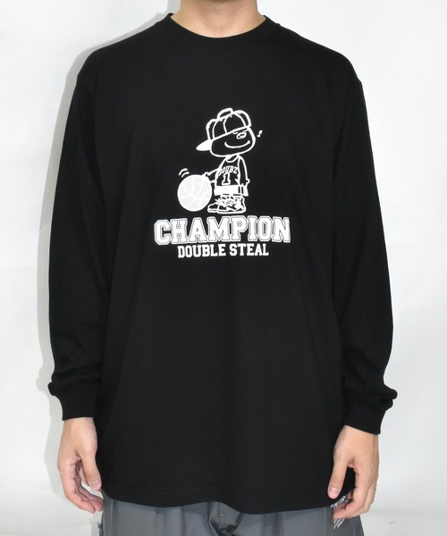 「DOUBLE STEAL」 長袖Tシャツ MEDIUM ブラック メンズ_画像8
