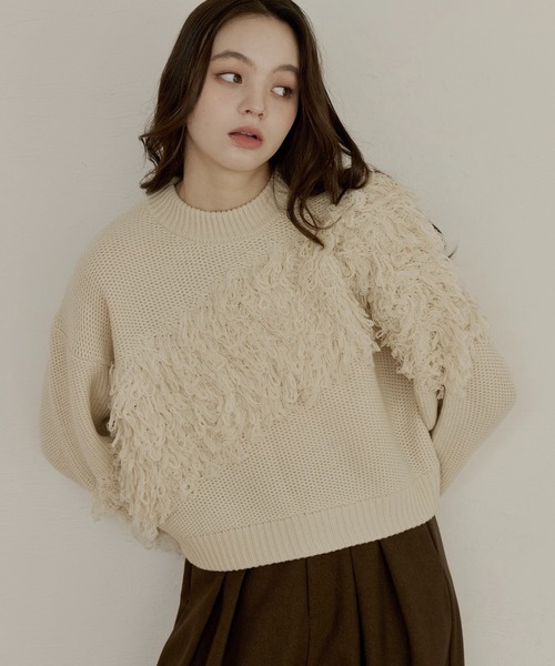 OLUN ニット セーター fringe knit/フリンジニット レディース
