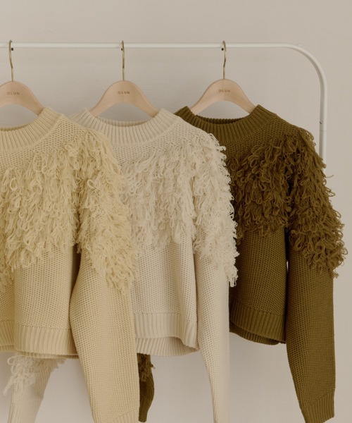 OLUN ニット セーター fringe knit/フリンジニット レディース