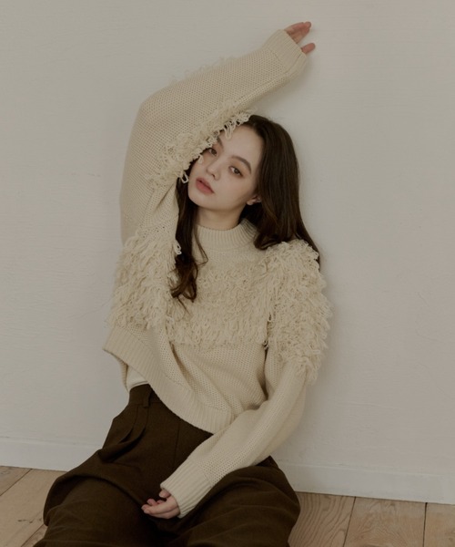 OLUN ニット セーター fringe knit/フリンジニット レディース