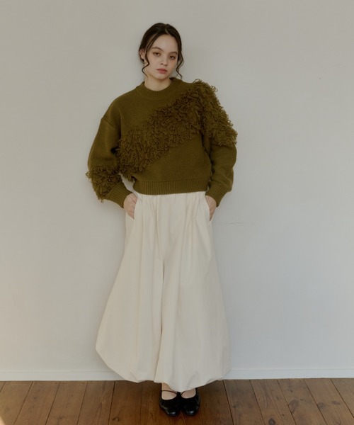 leinwanda ニット メッシュ フリンジ　fringe MESH FRINGE PO（ﾒｯｼｭﾌﾘﾝｼﾞﾌﾟﾙｵｰﾊﾞｰ）【2276101】 | CIEL'AIR