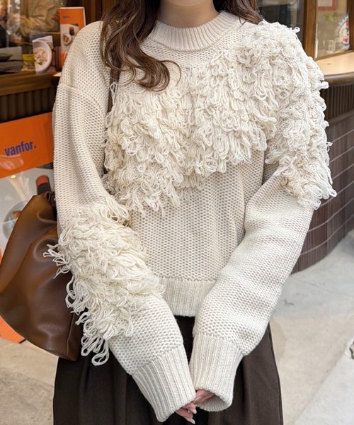 OLUN ニット セーター fringe knit/フリンジニット レディース OLUN ニット セーター fringe knit/フリンジニット レディース