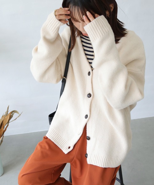 「Crisp」 ニットカーディガン FREE イエロー レディース_画像3